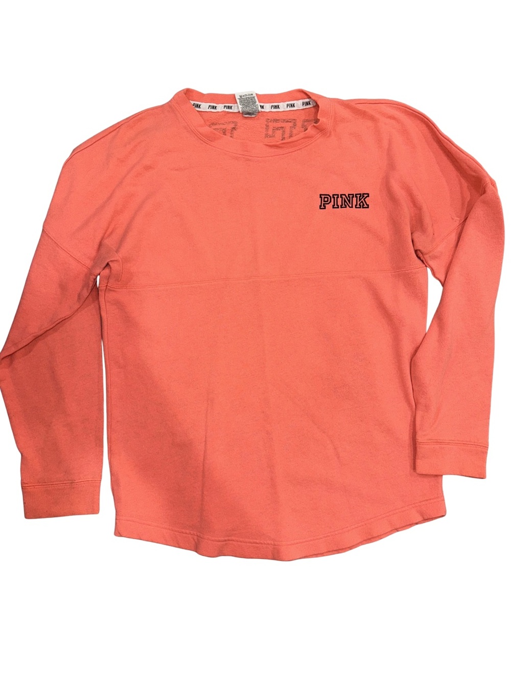 PINK Victoria’s Secret Light Weight Sweatshirt Coral Color Size Small Love Pink